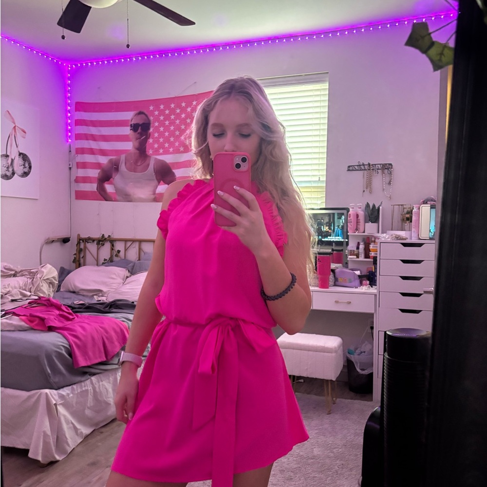 TCEC Fuchsia Dress with Elegant Belt